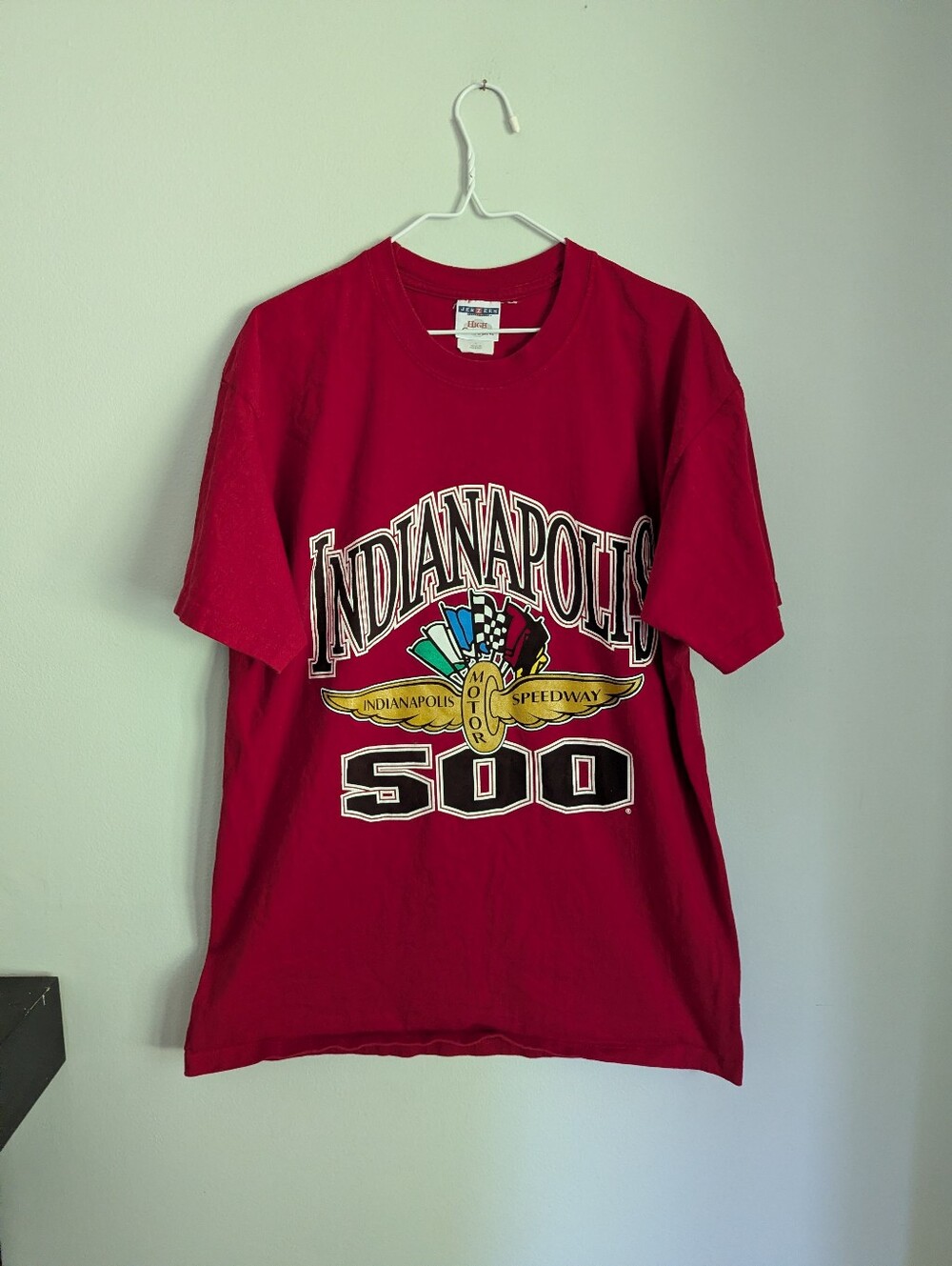 Vintage Indianapolis 500 Motor Speedway Racing Red Shirt Unisex Large Cotton